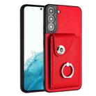 For Samsung Galaxy S22 5G Organ Card Bag Ring Holder PU Phone Case(Red) - 1