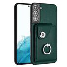 For Samsung Galaxy S22 5G Organ Card Bag Ring Holder PU Phone Case(Green) - 1