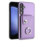 For Samsung Galaxy S23 FE 5G Organ Card Bag Ring Holder PU Phone Case(Purple) - 1