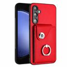 For Samsung Galaxy S23 FE 5G Organ Card Bag Ring Holder PU Phone Case(Red) - 1