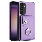 For Samsung Galaxy A34 5G Organ Card Bag Ring Holder PU Phone Case(Purple) - 1