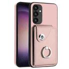 For Samsung Galaxy A34 5G Organ Card Bag Ring Holder PU Phone Case(Pink) - 1