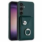 For Samsung Galaxy S24+ 5G Organ Card Bag Ring Holder PU Phone Case(Green) - 1