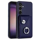 For Samsung Galaxy S24 5G Organ Card Bag Ring Holder PU Phone Case(Blue) - 1