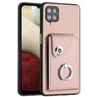 For Samsung Galaxy A12 Organ Card Bag Ring Holder PU Phone Case(Pink) - 1