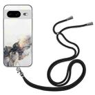 For Google Pixel 8 Hollow Marble Pattern TPU Phone Case with Neck Strap Rope(Black) - 1