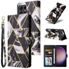 For Samsung Galaxy S24 Ultra 5G Marble Bronzing Stitching Leather Phone Case(Black) - 1