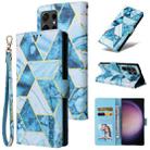 For Samsung Galaxy S24 Ultra 5G Marble Bronzing Stitching Leather Phone Case(Blue) - 1