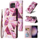 For Samsung Galaxy S24 Ultra 5G Marble Bronzing Stitching Leather Phone Case(Purple) - 1