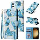 For Samsung Galaxy S24+ 5G Marble Bronzing Stitching Leather Phone Case(Blue) - 1