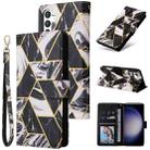 For Samsung Galaxy S24 5G Marble Bronzing Stitching Leather Phone Case(Black) - 1