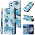 For Samsung Galaxy S24 5G Marble Bronzing Stitching Leather Phone Case(Blue) - 1