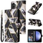 For Samsung Galaxy S23 FE 5G Marble Bronzing Stitching Leather Phone Case(Black) - 1