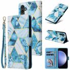 For Samsung Galaxy S23 FE 5G Marble Bronzing Stitching Leather Phone Case(Blue) - 1