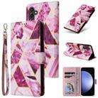 For Samsung Galaxy S23 FE 5G Marble Bronzing Stitching Leather Phone Case(Purple) - 1