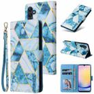 For Samsung Galaxy A25 Marble Bronzing Stitching Leather Phone Case(Blue) - 1