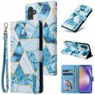 For Samsung Galaxy A55 Marble Bronzing Stitching Leather Phone Case(Blue) - 1