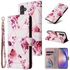 For Samsung Galaxy A55 Marble Bronzing Stitching Leather Phone Case(Rose Gold) - 1