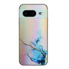 For Google Pixel 8 Laser Marble Pattern Clear TPU Phone Protective Case(Blue) - 1