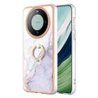 For Huawei Mate 60 Electroplating Marble IMD TPU Phone Case with Ring Holder(White 006) - 1