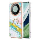 For Huawei Mate 60 Electroplating Marble IMD TPU Phone Case with Ring Holder(Green 004) - 1