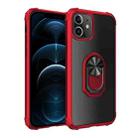 For iPhone 12 Pro Max Shockproof Transparent TPU + Acrylic Protective Case with Ring Holder(Red) - 1