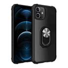 For iPhone 12 Pro Max Shockproof Transparent TPU + Acrylic Protective Case with Ring Holder(Black Silver) - 1