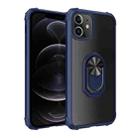 For iPhone 12 / 12 Pro Shockproof Transparent TPU + Acrylic Protective Case with Ring Holder(Blue) - 1