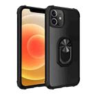 For iPhone 12 mini Shockproof Transparent TPU + Acrylic Protective Case with Ring Holder(Black) - 1