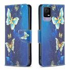For TCL 40 SE Colored Drawing Pattern Leather Phone Case(Gold Butterfly) - 1