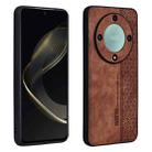 For Honor X9a AZNS 3D Embossed Skin Feel Phone Case(Brown) - 1