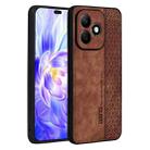 For Honor X60i AZNS 3D Embossed Skin Feel Phone Case(Brown) - 1