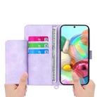 For Google Pixel 9a Skin-feel Flowers Embossed Wallet Leather Phone Case(Purple) - 3