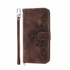 For Google Pixel 9a Skin-feel Flowers Embossed Wallet Leather Phone Case(Brown) - 2