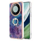 For Huawei Mate 60 Pro Electroplating Marble Dual-side IMD Phone Case with Ring(Purple 016) - 1