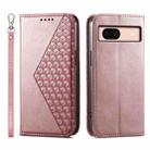 For Google Pixel 8a Cubic Grid Calf Texture Magnetic Leather Phone Case(Rose Gold) - 1