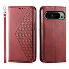 For Google Pixel 9 Cubic Grid Calf Texture Magnetic Leather Phone Case(Red) - 1