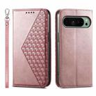 For Google Pixel 9 Cubic Grid Calf Texture Magnetic Leather Phone Case(Rose Gold) - 1