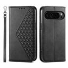 For Google Pixel 9 Pro Cubic Grid Calf Texture Magnetic Leather Phone Case(Black) - 1