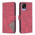 For TCL 40 SE Magnetic Buckle Rhombus Texture Leather Phone Case(Red) - 1