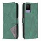 For TCL 40 SE Magnetic Buckle Rhombus Texture Leather Phone Case(Green) - 1