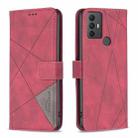 For TCL 305 / 306 / 30 SE Magnetic Buckle Rhombus Texture Leather Phone Case(Red) - 1