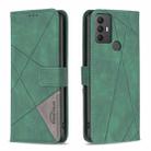 For TCL 305 / 306 / 30 SE Magnetic Buckle Rhombus Texture Leather Phone Case(Green) - 1