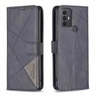 For TCL 305 / 306 / 30 SE Magnetic Buckle Rhombus Texture Leather Phone Case(Black) - 1