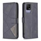 For TCL 405 Magnetic Buckle Rhombus Texture Leather Phone Case(Black) - 1