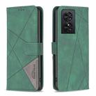 For TCL 50 SE Magnetic Buckle Rhombus Texture Leather Phone Case(Green) - 1
