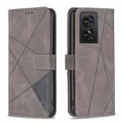 For TCL 50 SE Magnetic Buckle Rhombus Texture Leather Phone Case(Grey) - 1