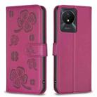 For vivo Y02 4G Four-leaf Embossed Leather Phone Case(Rose Red) - 1