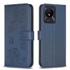 For vivo Y02 4G Four-leaf Embossed Leather Phone Case(Blue) - 1