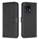 For vivo Y02 4G Four-leaf Embossed Leather Phone Case(Black) - 1